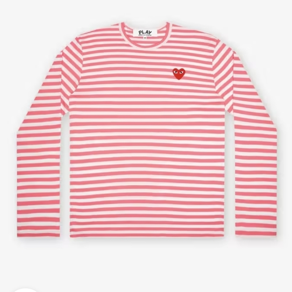 Comme Des Garcons Play Bright Stripe Long Sleeve T-shirt Pink Small NWOT - Picture 5 of 11